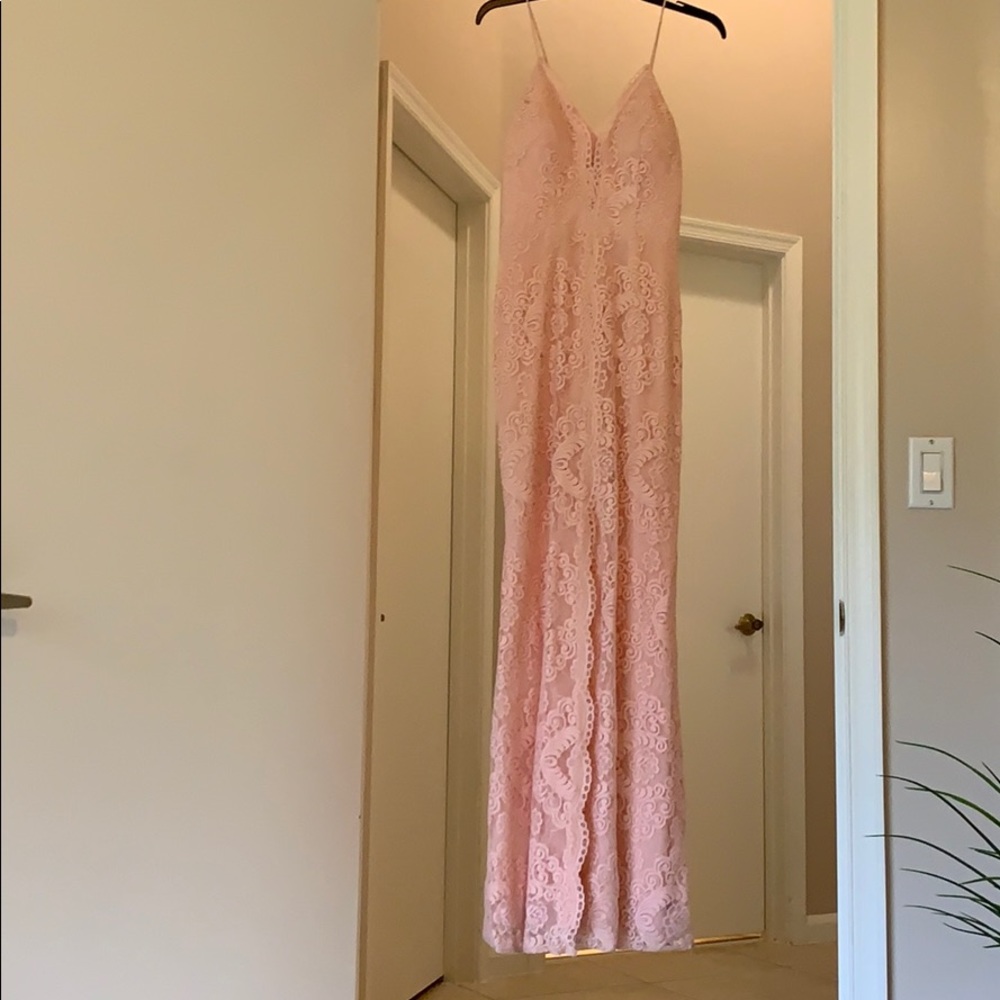 Lace pink long gown